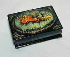 Vtg Russian Lacquer Trinket Box “Lover’s Sleigh Ride” Hand Painted Signed picture