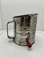 Bromwells 5 Cup Measuring Sifter Wooden Crank Handle Flour Sifter Vintage picture