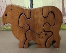 Wood Carving Sheep And Lamb Wooden Puzzle Made In New Zealand picture