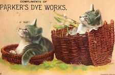 1870's-80's Cats Kittens R. Parker Dyer Cleaner Toronto Victorian Trade Card *D picture