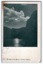 1910 Moonlight Merced Night Mountain Moon Yosemite California Vintage Postcard picture