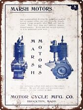 1902 Marsh Motor Cycle Garage Shop Man Cave Metal Sign Repro 9x12