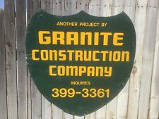 Vintage Granite Construction Company Bakersfield CA 3' Metal Shield Spade Sign picture