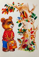 1987 Fairy tale Teddy Bear School Student Vintage Postcard Children card picture