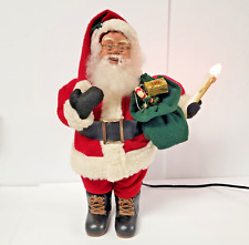 Animated Santa With Lighted Candle Smile Ind Holiday 19 Inch Tall Vintage 1992 picture