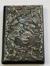 NEW Douglas Pell Sterling Silver Mount Leather Bound Address Book With Putti picture