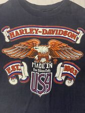 VTG 80s Harley Davidson For Bikers Only T-shirt 2 Side Graphic Ulks Kenosha SzXL picture