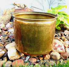 Vtg Large MCM Solid Brass Bucket Pail Planter Log Kindling Holder 12