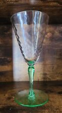 Tiffin Franciscan Optic Swirl Clear Wine Glass w/ Green Uranium Stem picture