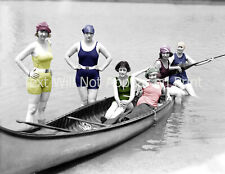 1922 Bathing Beauties in a Canoe Vintage/ Old Photo 8.5