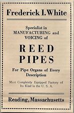 1927 FREDERICK I.WHITE ORGAN REED PIPES READING MASS VINTAGE ADVERTISMENT 37-87 picture