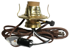 New Brass Plated #2, 3-Terminal Electric Lamp Burner, 6' Brown Cord Bottom Light picture