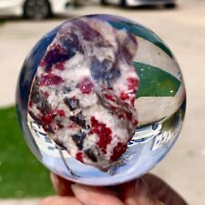 249G Rare beautiful acrylic wrapped cinnabar sphere quartz crystal treatment picture
