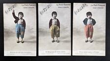 WWI Little Boy Sings Belgium National Anthem La Brabanconne Set of 3 Postcards picture