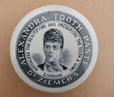 High collar large size Dr Ziemers advertising tooth paste pot lid. Circa 1900 picture