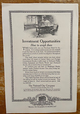 1920 The National City  Co. Investments Ephemera Vintage Print Ad Full Page B&W picture