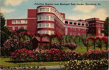 Linen Postcard Polyclinic Hospital Municipal Rose Garden Harrisburg Pennsylvania picture