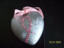 Christmas, Breast Cancer Ornament, Heart, 3.5x3.5