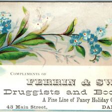 c1880s Darlington WI Ferrin & Swift Druggist Trade Card Bookseller Wisconsin C27 picture