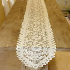 White Vintage Lace Table Runner Dresser Scarf Doily Wedding 13x76inch Floral picture