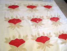 Awesome Antique Red & Green 1840's Quilt-Floral-77
