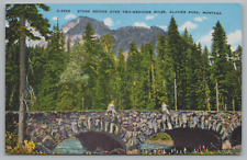 Postcard, Stone Bridge Over Two Medicine River, Glacier Park, Montana, Unposted picture