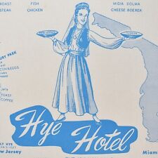 1950s Roosevelt Hye Hotel Restaurant Placemat Asbury Park New Jersey Miami FL picture