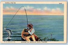 1946 Greetings From Manitowish Waters Fishing Wisconsin Correspondence Postcard picture