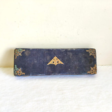 Vintage Dark Blue Velvet Cloth Jewelery Box Decorative Old Item Decorative V51 picture