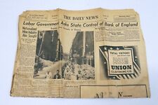 ORIGINAL Vintage Aug 15 1945 WWII Era PA Daily News Newspaper Bank of England picture