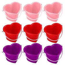 Plastic Heart Bucket Pail Treat Holder with Handle Valentine's Day - Lot of 9 picture