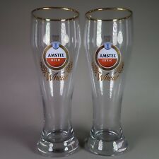 TWO Amstel Bier Wheat Beer Glass 9