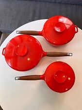 MCM Copco Denmark Michael Lax Design Red Enamel Cast Iron Pans/Pots - 3 Avail picture