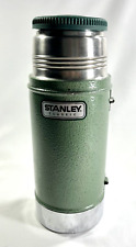 Vintage Stanley Classic Wide Mouth Stainless Green & Silver Bottle Thermos 24oz picture