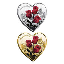Rose Commemorative Coin Couple Heart-shaped Collection Coins Valentine's Day Gif picture