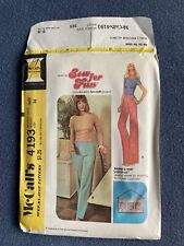 McCall’s 4193 Vintage 70s Pants Sewing Pattern, Size 12, ca. 1974 Uncut picture