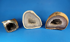 Geode Quartz Crystal Whole Split Stone Cut Polished Standing Display 3 Items picture