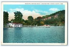 c1920 Municipal Bathing Beach Lake Park Council Bluffs Iowa IA Unposted Postcard picture