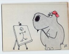 Postcard Hippo Art Colored Pencil Drawing by John Hagerty picture