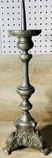 Antique French Pewter Candlestick Signed 21” Tall READ picture
