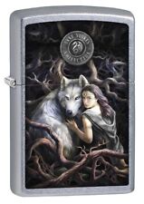 Zippo Anne Stokes Soul Bond, Woman With Wolf Lighter, Street Chrome NEW IN BOX picture
