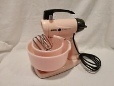 Vtg Pink Sunbeam Mixmaster Mixer Model 12 Speed Large & Small Bowl Attachments picture