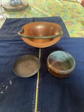 Vintage Copper Hammered  Basket with Brass Handle picture