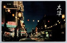Vintage 1960's Postcard Chinatown at Night in San Francisco California Unposted picture