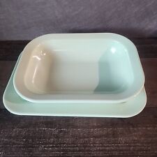 Vtg Texas Ware Mint Green Serving Bowl 119 Tray 140 Plastics Manufacturing Co picture