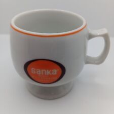 Vintage Sanka Coffee Mug Cup White and Orange Pedestal 3.5