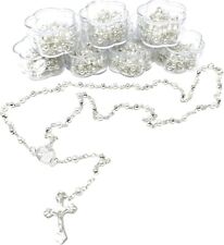 12 x Wholesale Bulk white & silverFaux Pearl Rosaries for Baptism, Wedding picture