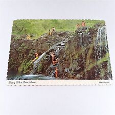 Hawaii -Kauai Waterfall- Natural Slide Sunbathers c1978-80 Postcard 4x6 picture