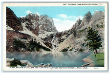 c1920's Emerald Lake, Hallet and Flat Top Mts. Rocky Mountain CO Postcard picture