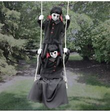 5.5 Ft Animated Swinging Sisters Ghoulish Creepy Twins Halloween Animatronic New picture
